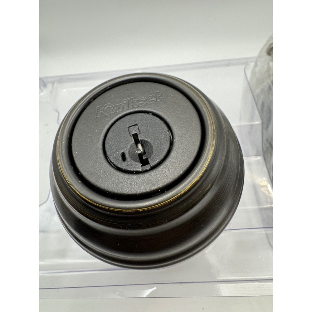 Kwikset Deadbolt Lock Cylinder With Keys For Home Security Bronze 99850-073